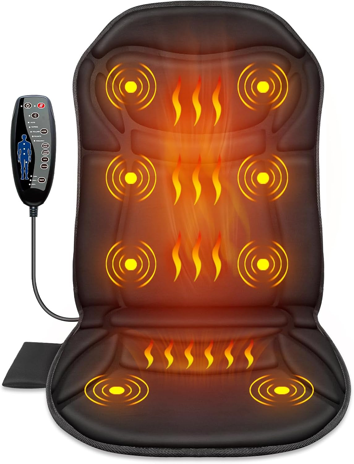Back Massager Chair Pad, Massage Seat Cushion, Back Massage with Heat, 4 Vibration Intensities & 2 Heat Levels,Electric Massager Pain Relief,Ideal Gifts for Dad,Mom,Women,Men